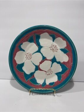 Vintage Studio Art Pottery Decorative Plate Signed 9.5”